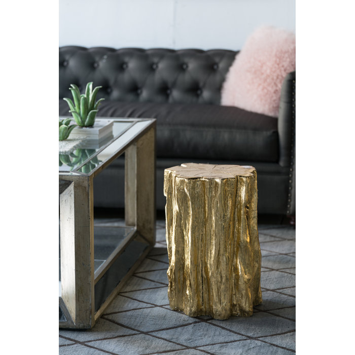 Everly Quinn Lena Golden Tree Trunk Accent Stool & Reviews Wayfair